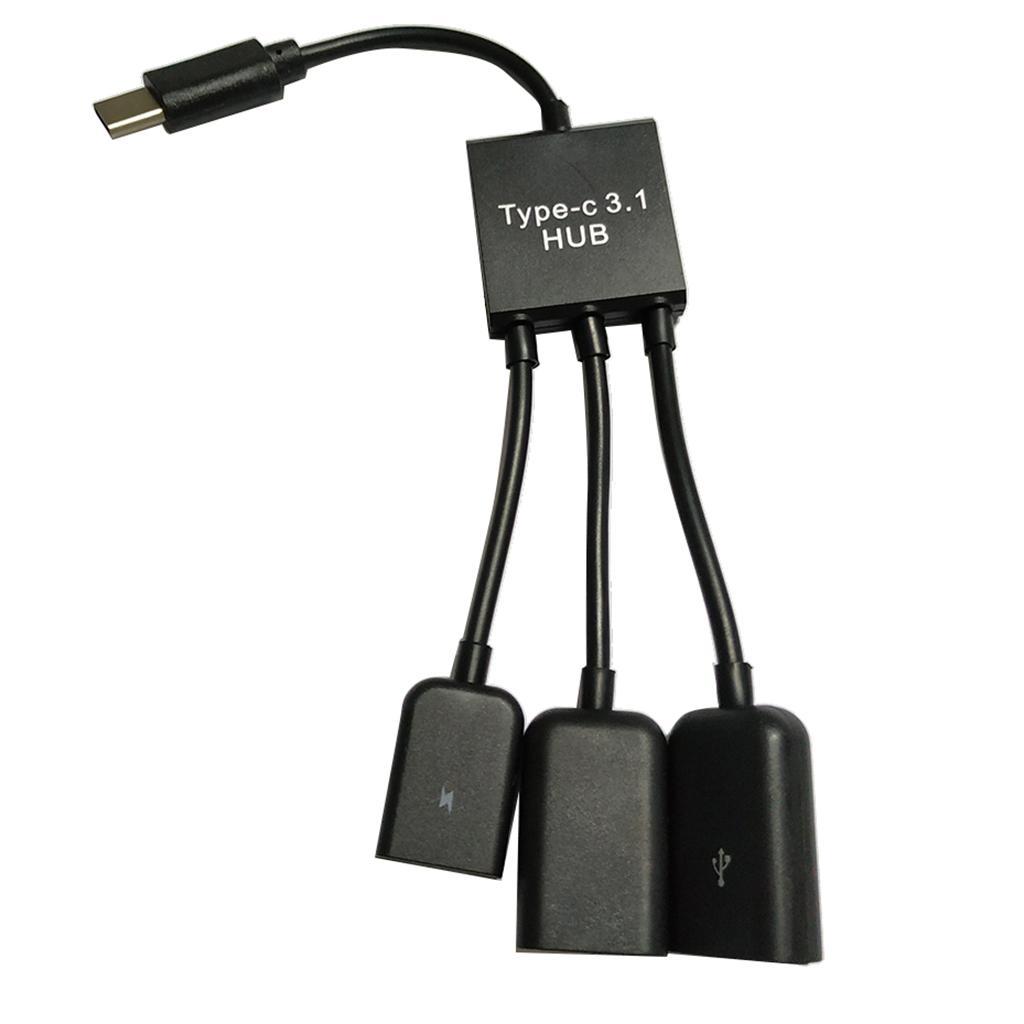 2-3pack 3 in 1 USB C Type C OTG Host Cable Hub Cord Adapter Splitter Connector