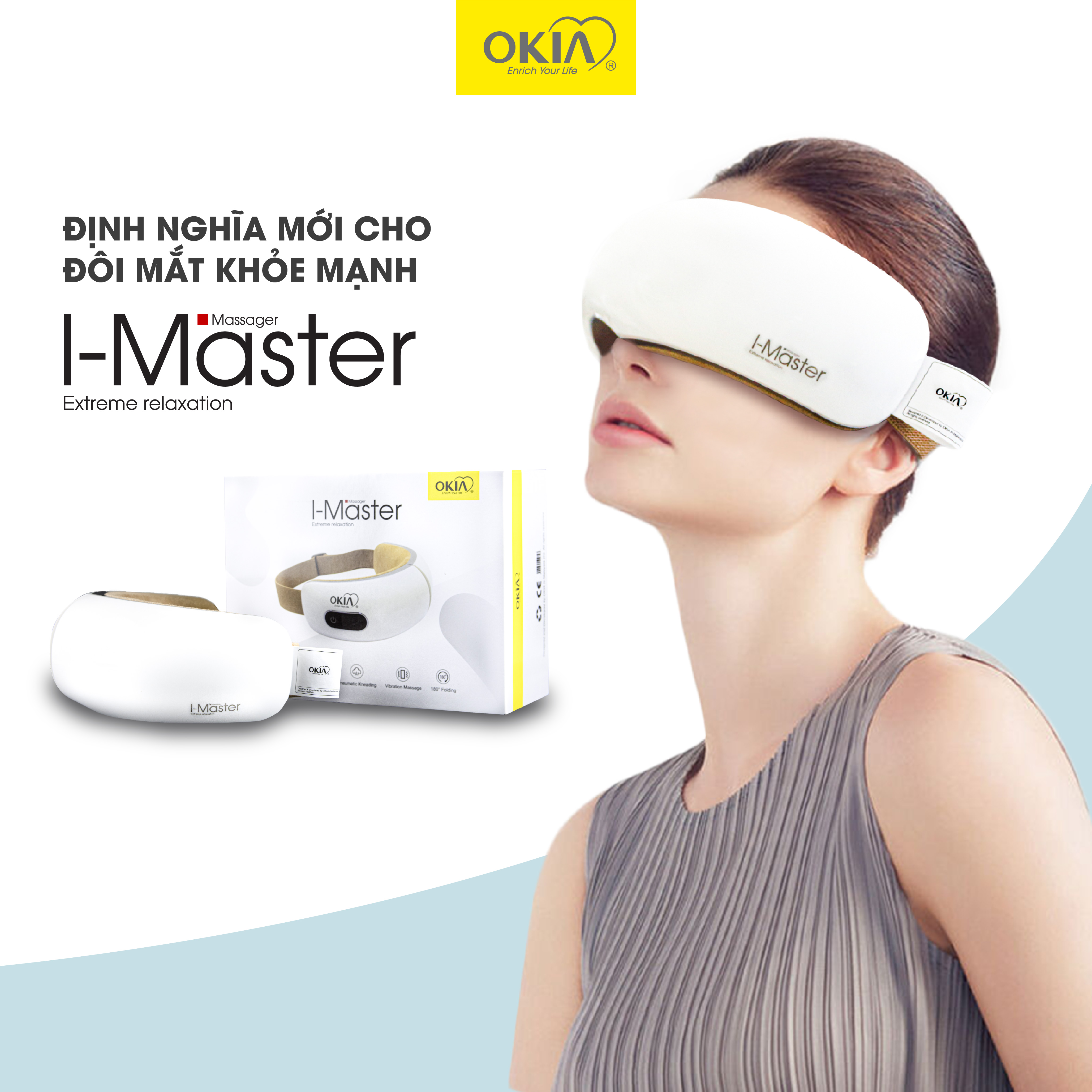 Combo 2 Máy Mát Xa Mắt OKIA I-Master, Tăng Lưu Thông Máu, Thư Giãn chính hãng MALAYSIA