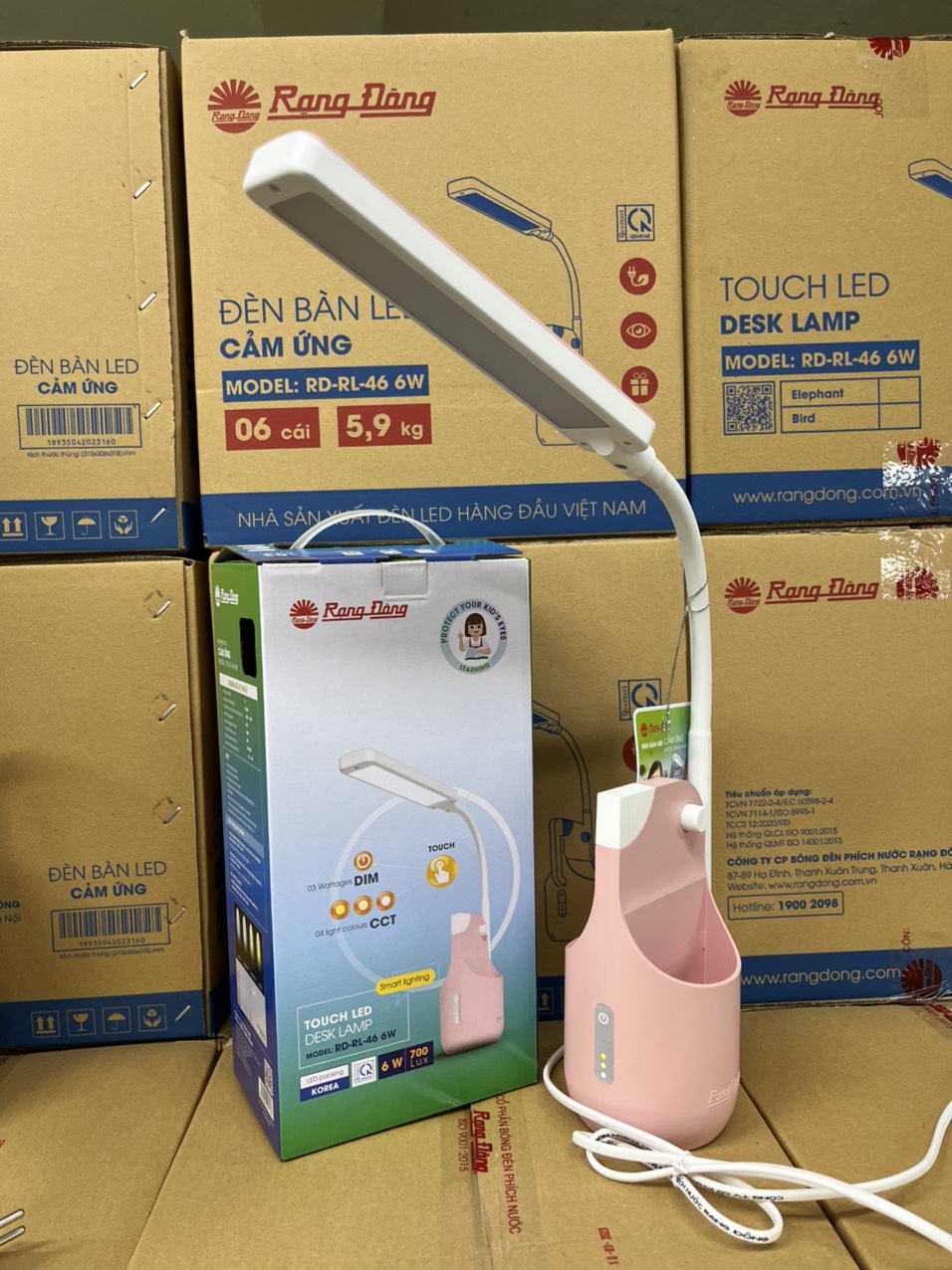 Đèn bàn, đèn học cảm ứng bảo vệ thị lực RD-RL-46, phong cách sáng tạo kết hợp hình voi và chim, cảm ứng trên thân đèn, đổi màu ánh sáng, tăng giảm cường độ sáng