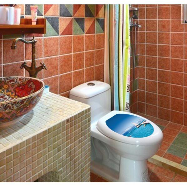 Decal trang trí Toilet cao cấp - Bãi biển lớn A.H