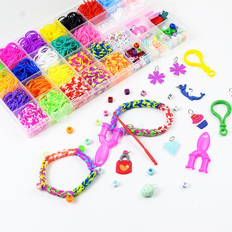 DIY Loom Bands, Vòng tay đàn hồi, bộ dụng cụ ban nhạc với hộp lưu trữ cho dụng cụ đan vòng đeo tay cho trẻ em