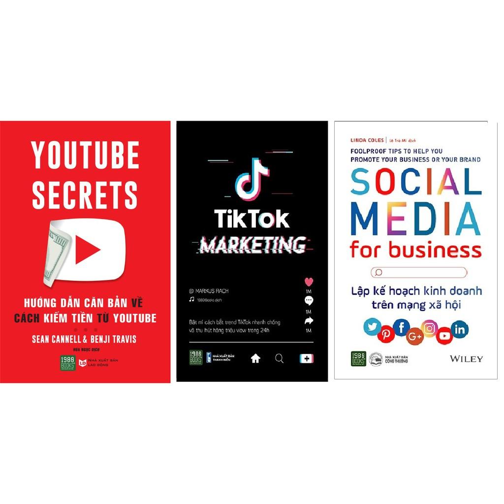 COMBO SÁCH Tiktok Marketing+ Lập kế hoạch kinh doanh trên mạng xã hội+ Kiếm Tiền Từ Youtube