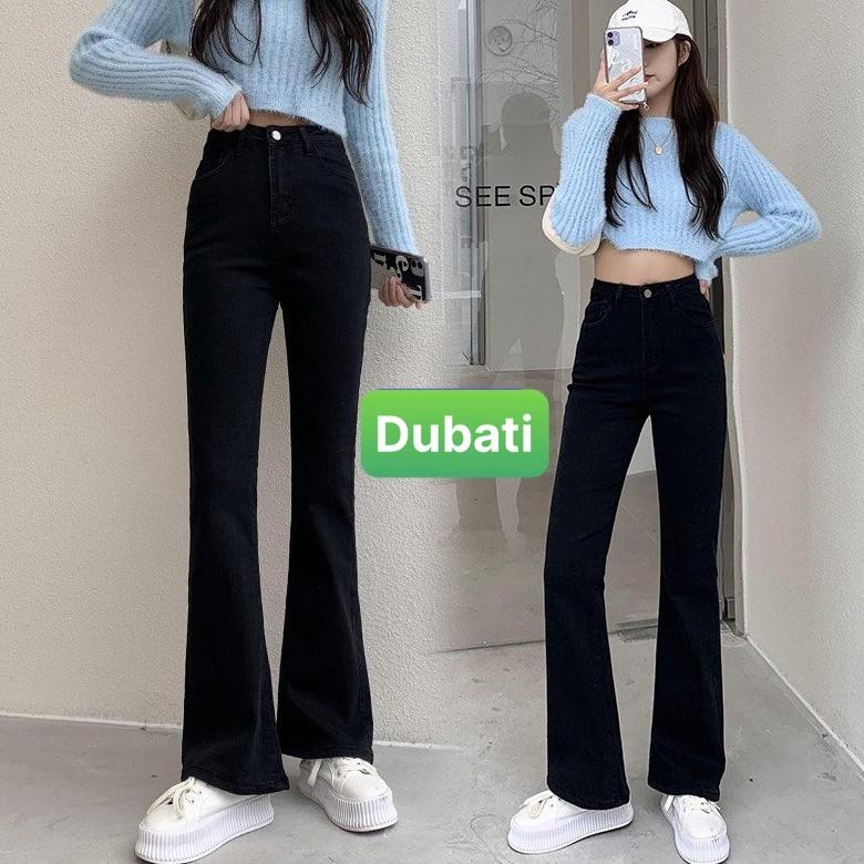 QUẦN JEAN NỮ CHẤT BÒ ỐNG LOE DÁNG DÀI DẬP GÂN LƯNG CAO NÂNG MÔNG DÁNG CAO NGỌC NGÀ HOT TREND MÙA HÈ - DUBATI FASHIO