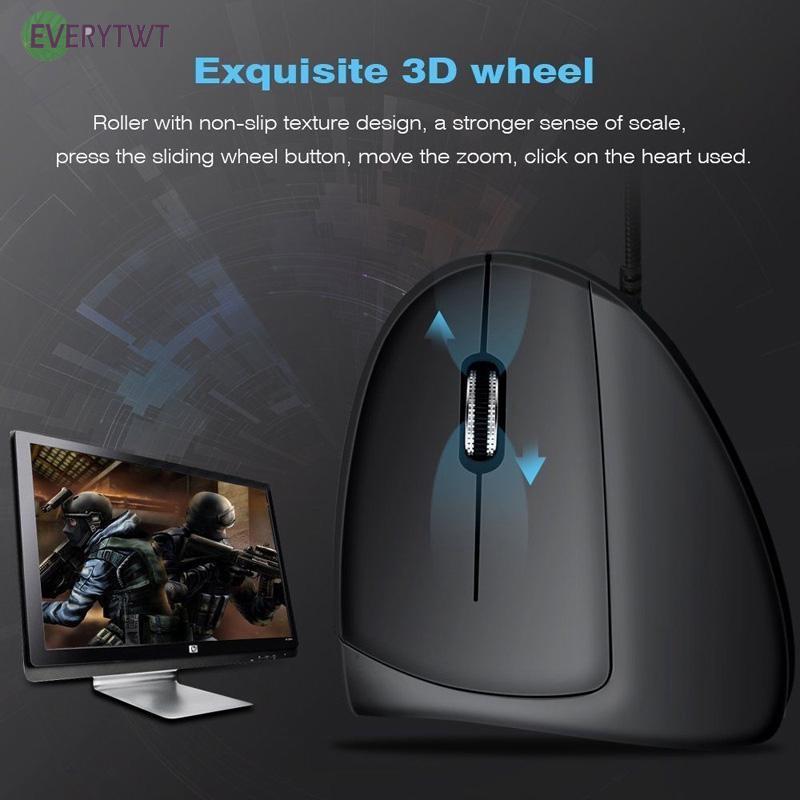 Usb Wired 6-button Vertical Ergonomic Optical Mouse 800-3200dpi For Laptop Pc #