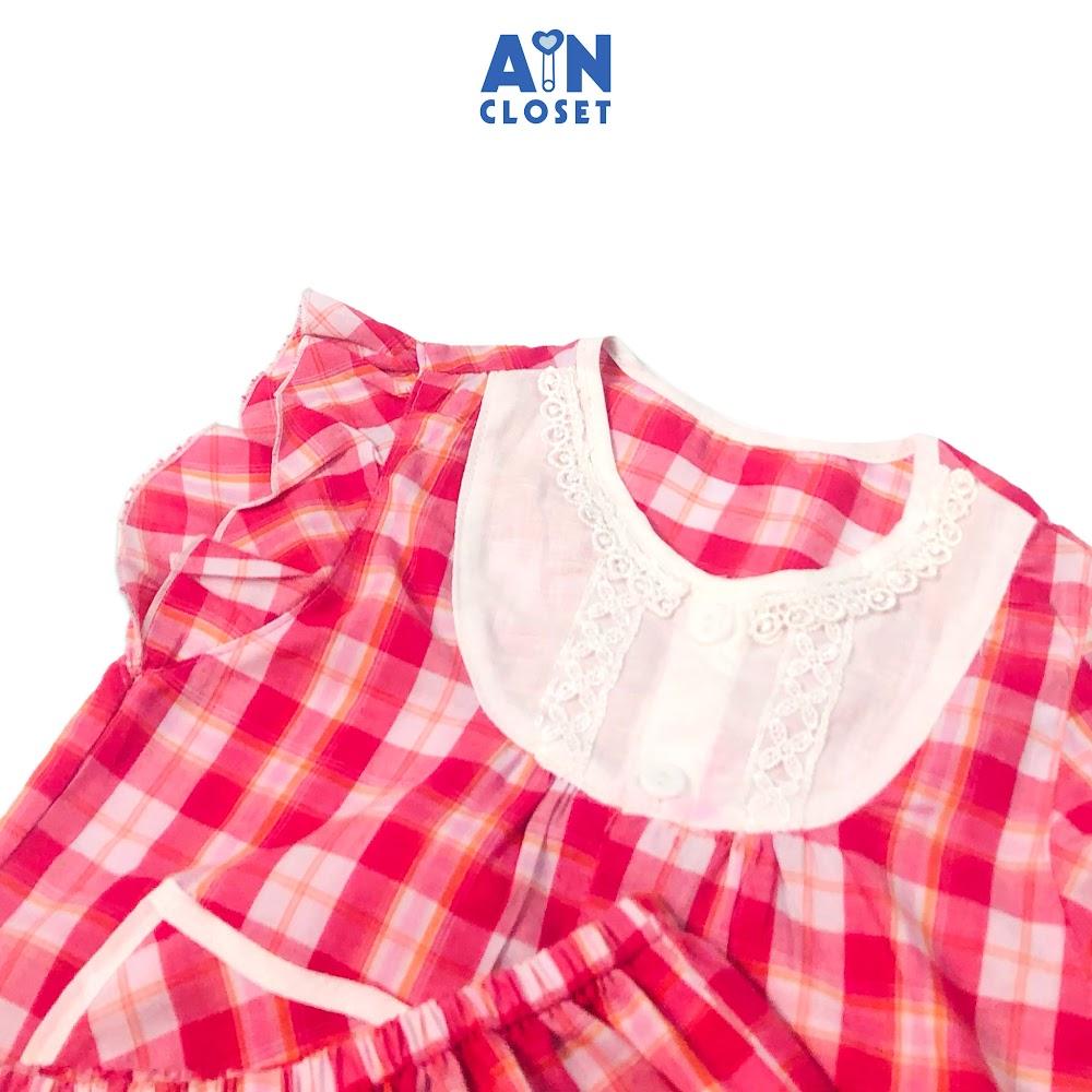 Bộ quần áo ngắn họa tiết Caro trắng đỏ cotton - AICDBGBLLBYY - AIN Closet