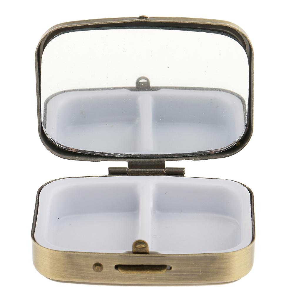Travel Portable Vitamin Organizer Medicine Tablet Box Storage Case w/ Mirror