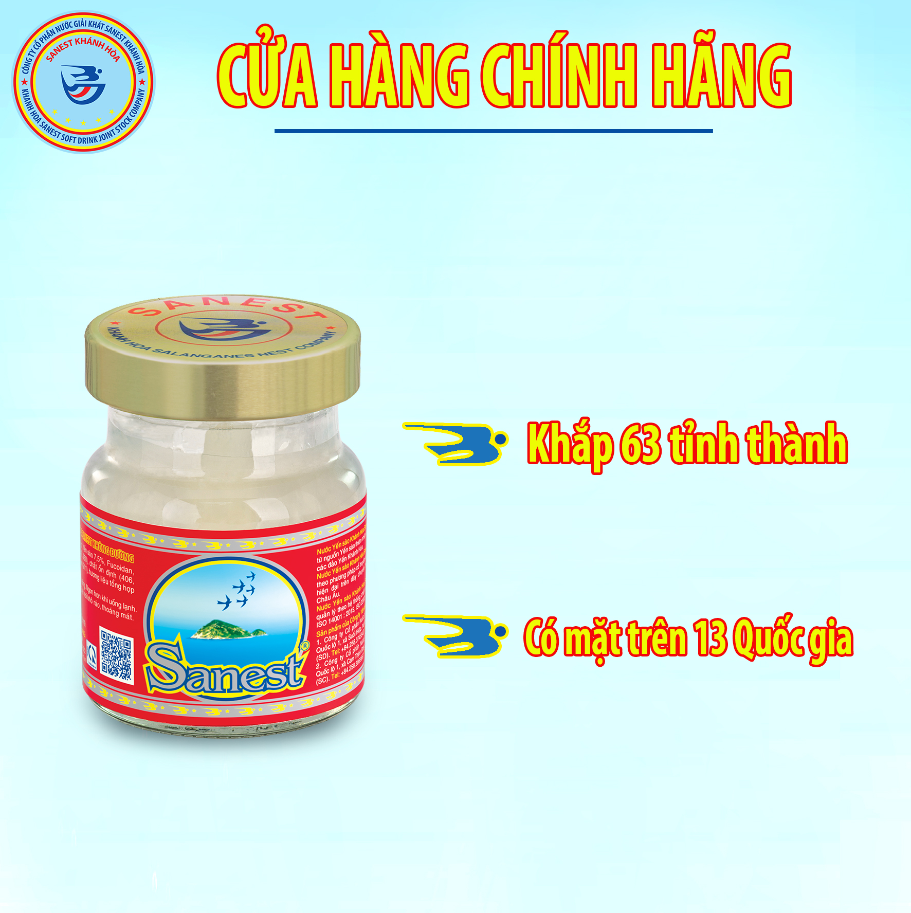 Nước Yến sào Khánh Hòa Sanest đóng lọ 70 ml- Sản phẩm sử dụng đường dành cho người ăn kiêng