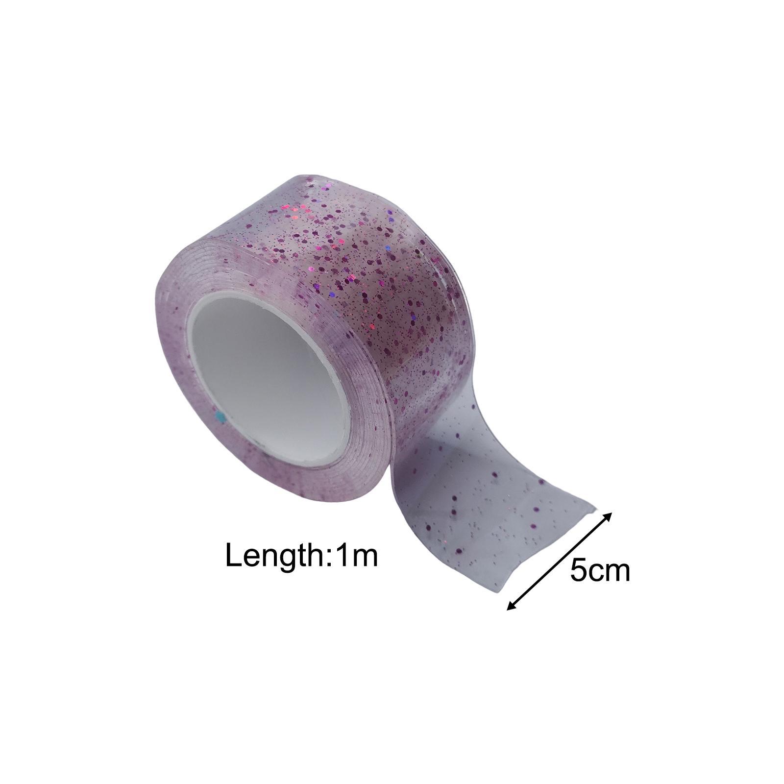 Clear Nano Glitter Tape Transparent Tape Non Marking Tape Funny Traceless Strong Sticky Tape for Bubble Blowing Educational Toy DIY Craft