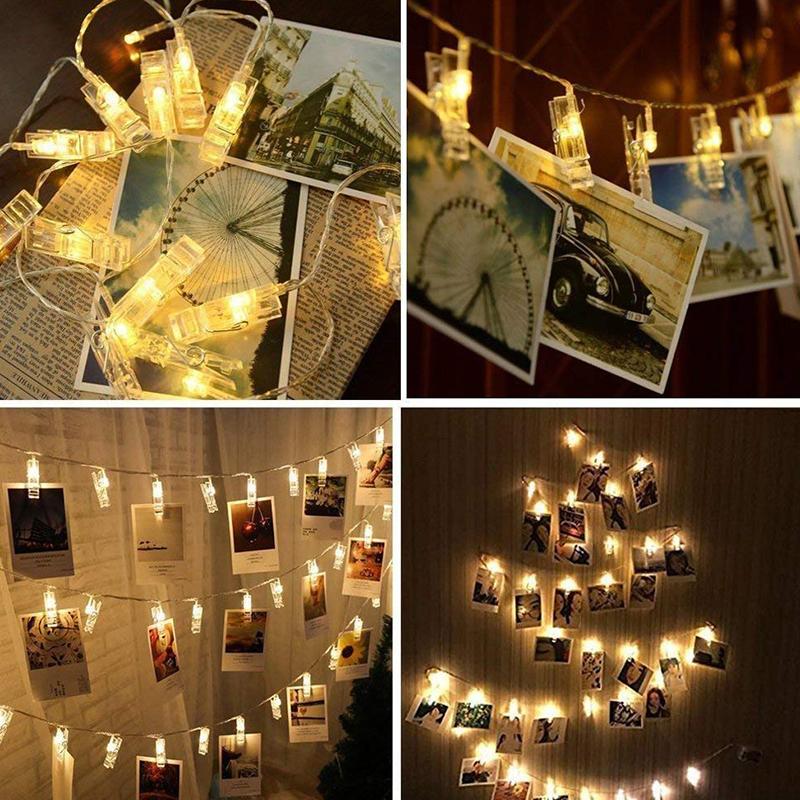 Dây Đèn Led 40 Kẹp Ảnh Chống Thấm Nước Trang Trí Nhà Cửa