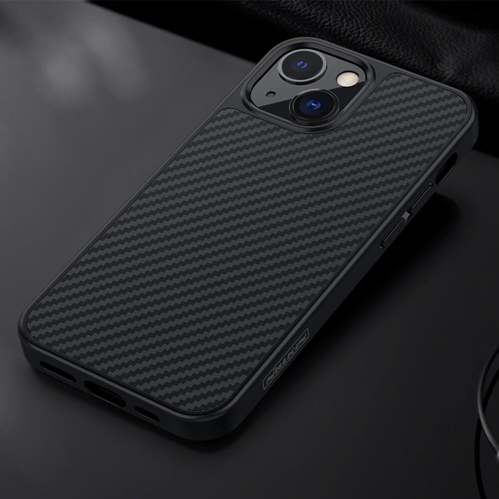 Ốp lưng chống sốc siêu mỏng cho iPhone 13 chất liệu vân carbon cao cấp hiệu Nillkin Synthetic fiber - hàng nhập khẩu