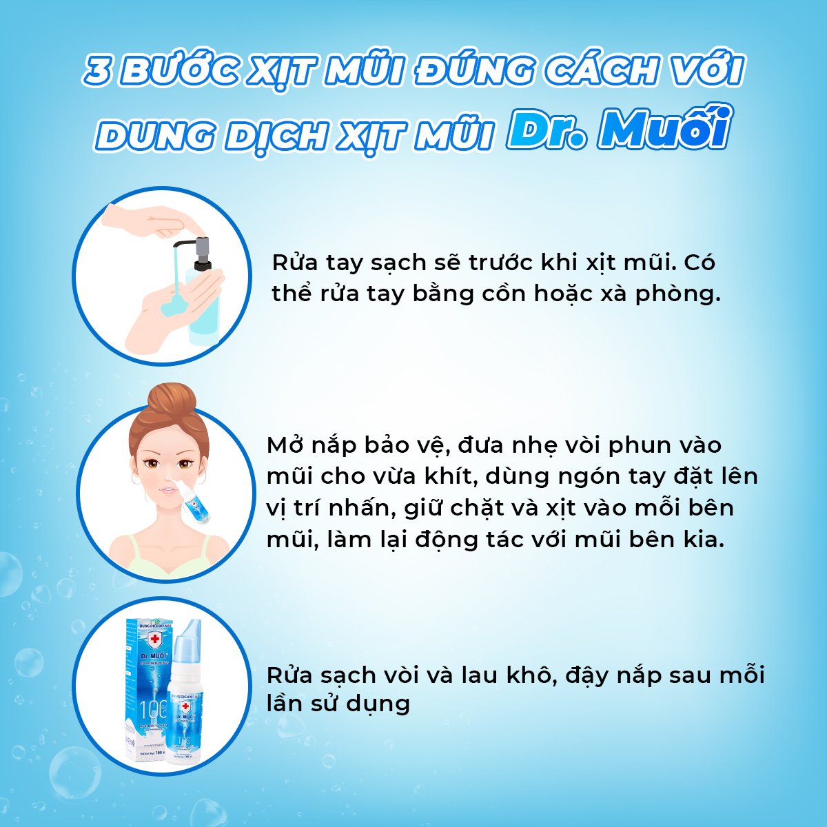 Dung dịch xịt mũi Dr. Muối (100ml) (Ngừa vi khuẩn + Bảo Vệ Xoang + Thơm Thoáng mũi)