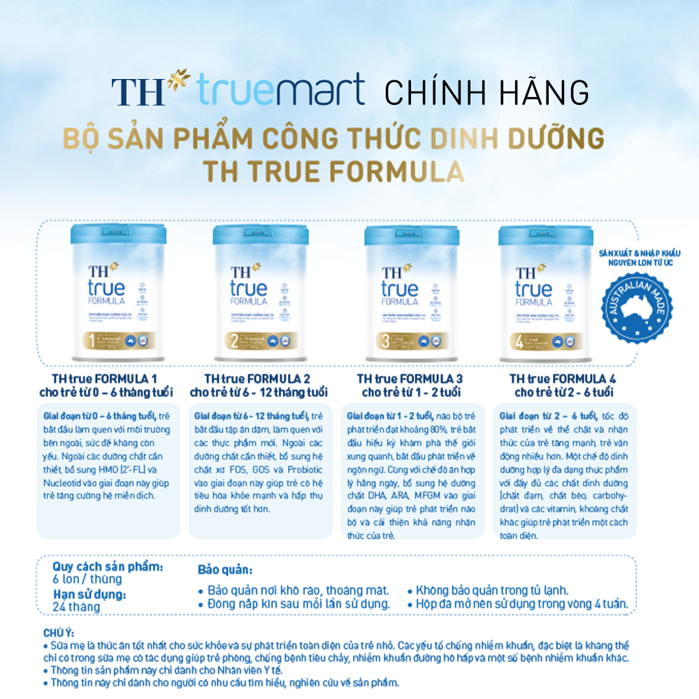 Sản phẩm dinh dưỡng công thức cho trẻ từ 2 đến 6 tuổi TH True Formula 4 800g