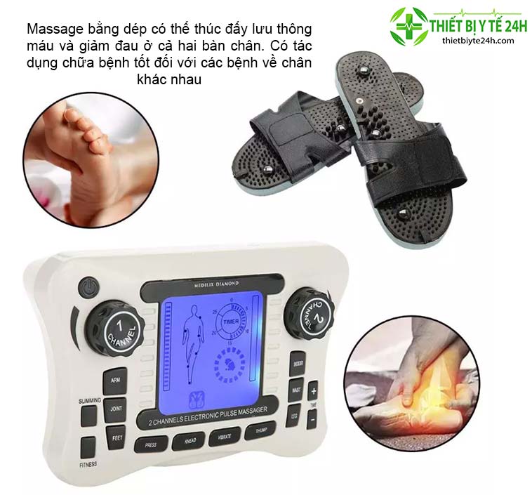 Máy Massage Xung Điện, Máy Mát Xa Xung Điện Trị Liệu, Bấm Huyệt, Châm Cứu, Mát Xa 4 Miếng Dán Cao Cấp, Phục Hồi Bầm Tím