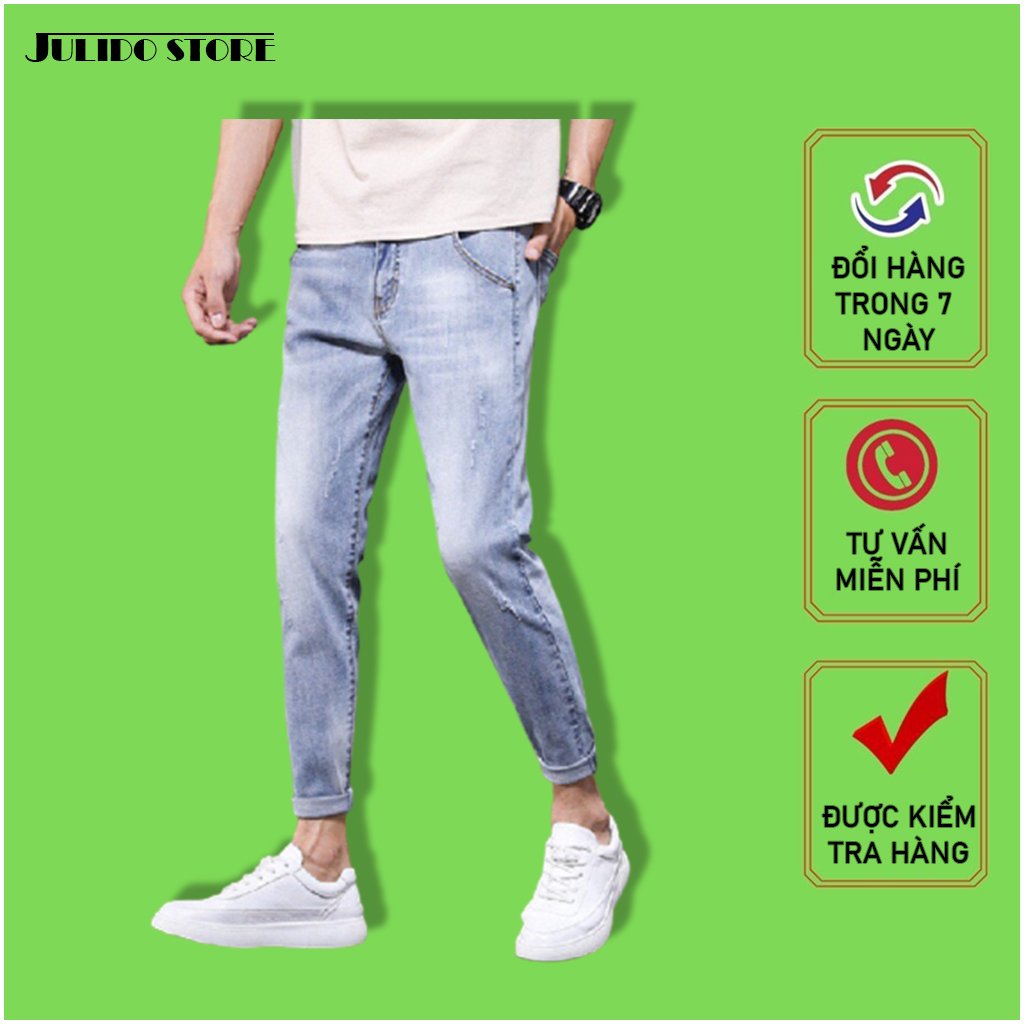 Quần jean nam chất jean xịn Julido, mẫu trơn mới form đẹp tôn dáng không quá ôm mẫu KVQJ113