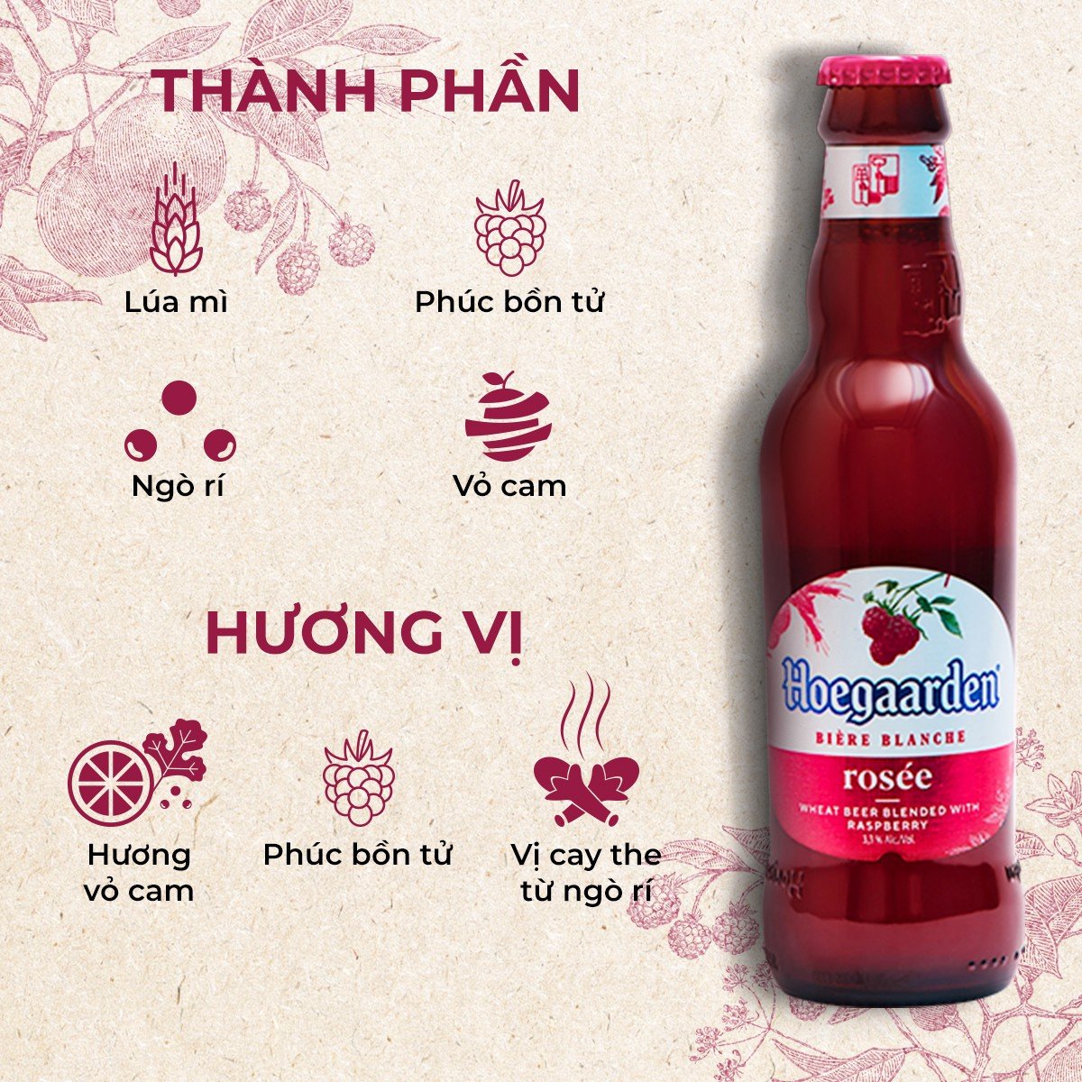 Chai bia lẻ Hoegaarden Rosée 248ml dùng thử