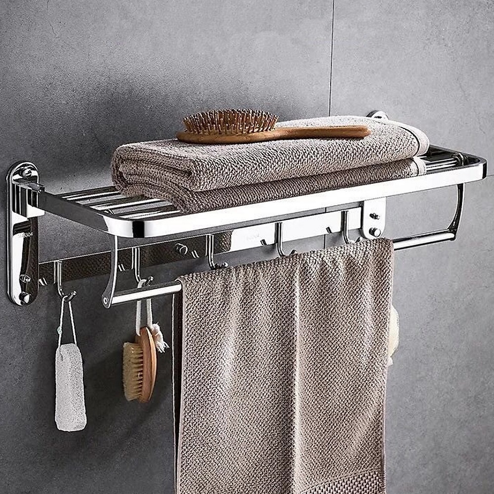 Kệ Inox SUS304 gập đứng để khăn tắm treo tường