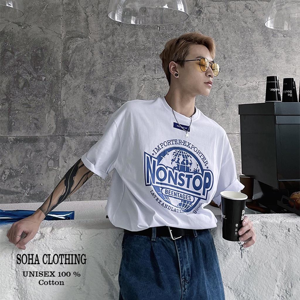 Áo thun tay lỡ phông Unisex nam nữ Cotton oversize form rộng NONSTOP