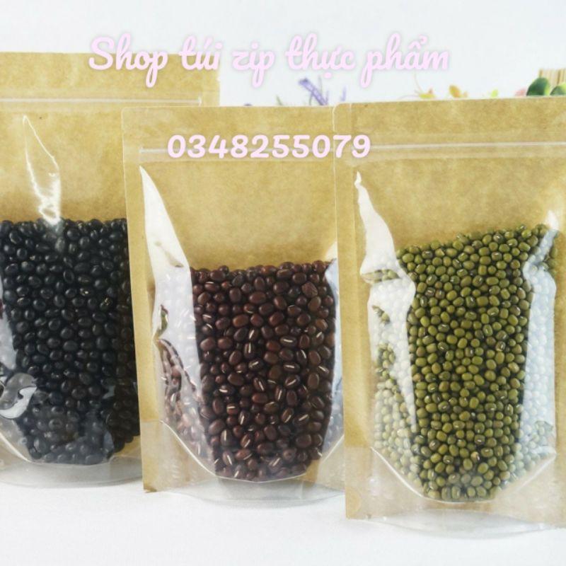 0.5KG Túi Zip mặt giấy - mặt trong, túi giấy đựng thực phẩm khô, Túi đựng bánh kẹo, túi zip giấy kraft, craft nhìn thấy sản phầm bên trong