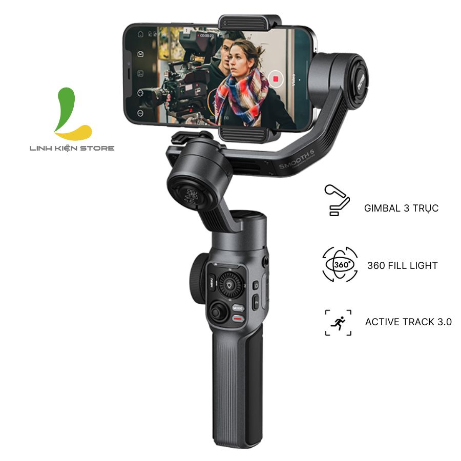 Tay cầm chống rung Gimbal Zhiyun Smooth 5 cho điện thoại - Hàng nhập khẩu