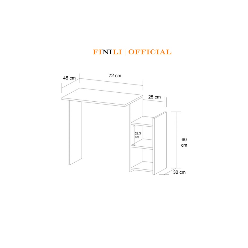 Bàn học sinh kèm kệ sách FINILI chống gù lưng bằng gỗ cn hiện đại FNLIO401