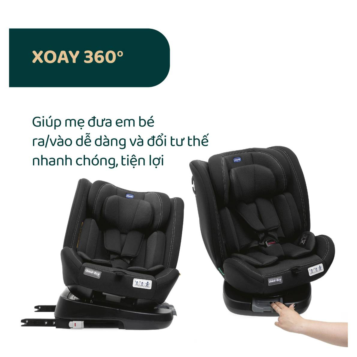 Ghế ô tô Chicco Unico Evo Classic xoay 360˚ ISOFIX - Màu Đen