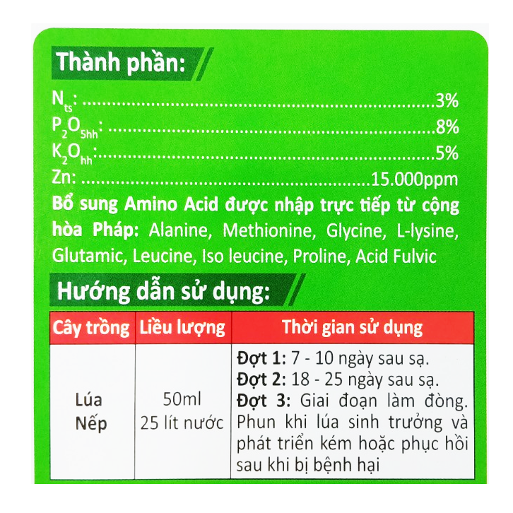 Phân bón VIGAMI ZINSUPER VUA RA RỄ 500ML