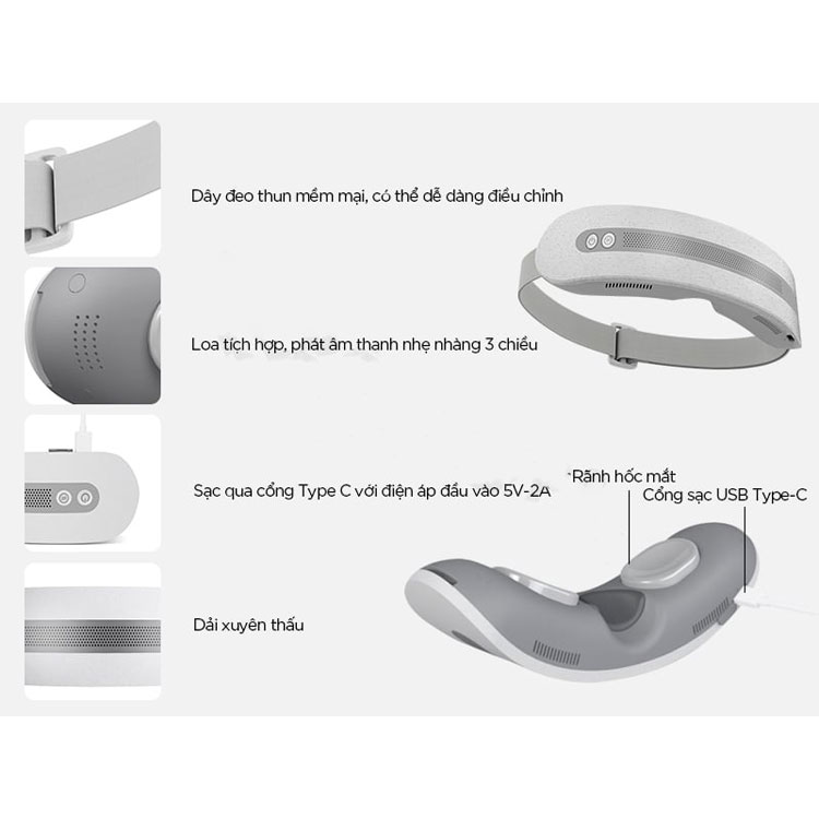 Máy Massage Mắt XIAOMI Momoda SX322 360 Độ, Tích Hợp Nghe Nhạc, Công Suất 5W - Hàng Chính Hãng