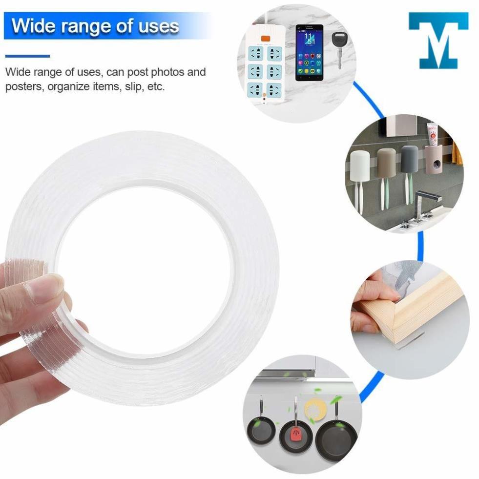 Băng Keo Siêu Dính Ma Thuật NANO 2 Mặt Trong Suốt Cuộn 3M - Dán Trên Mọi Bề Mặt, Mọi Chất Liệu