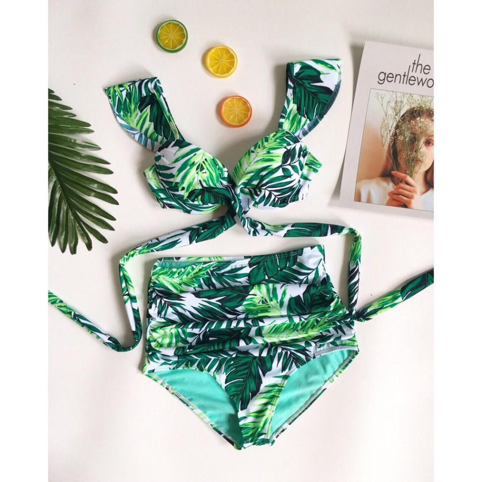 Bikini bộ bơi hai mảnh xanh lá mặc đi biển đi bơi hot