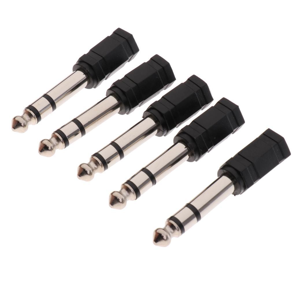 5x 6.35mm Male to 3.5 mm Female M/F Jack Audio Stereo Adapter Converter