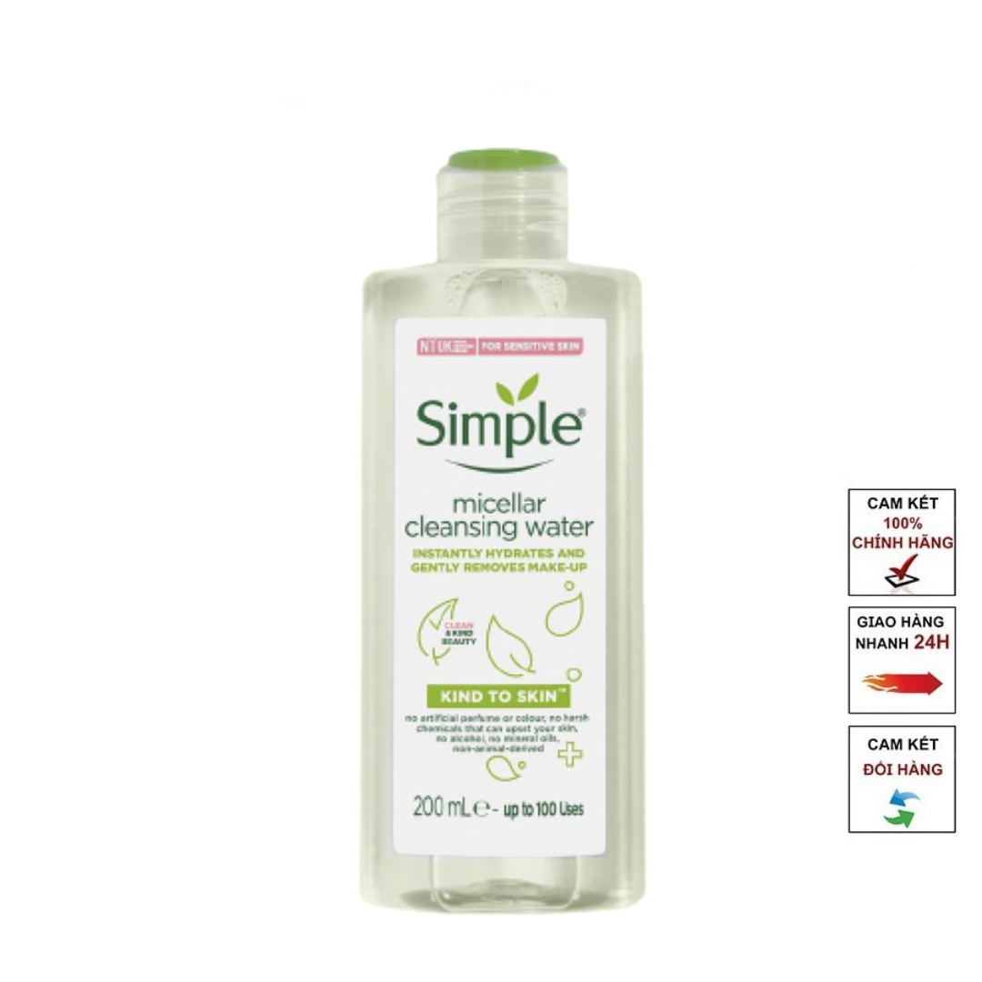 Nước tẩy trang dịu nhẹ dành cho da nhạy cảm Simple Kind To Skin Micellar Water 200ml ILIVING-SIMNTT200