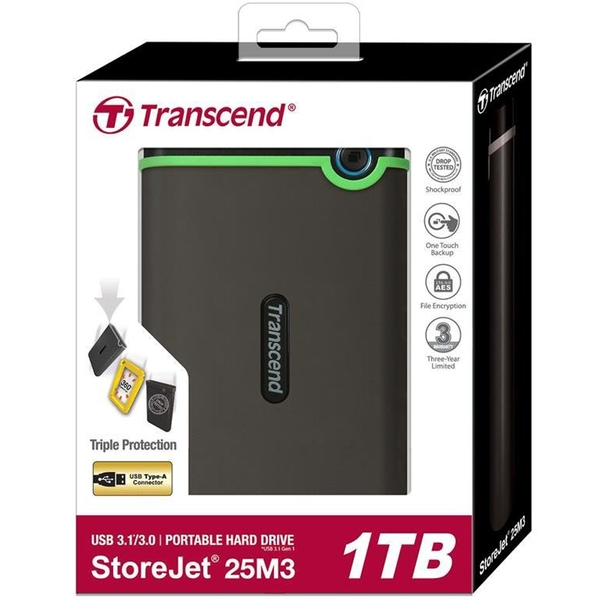 Ổ cứng di động 1TB Transcend StoreJet Slim 3.1 25M3S - Hàng chính hãng