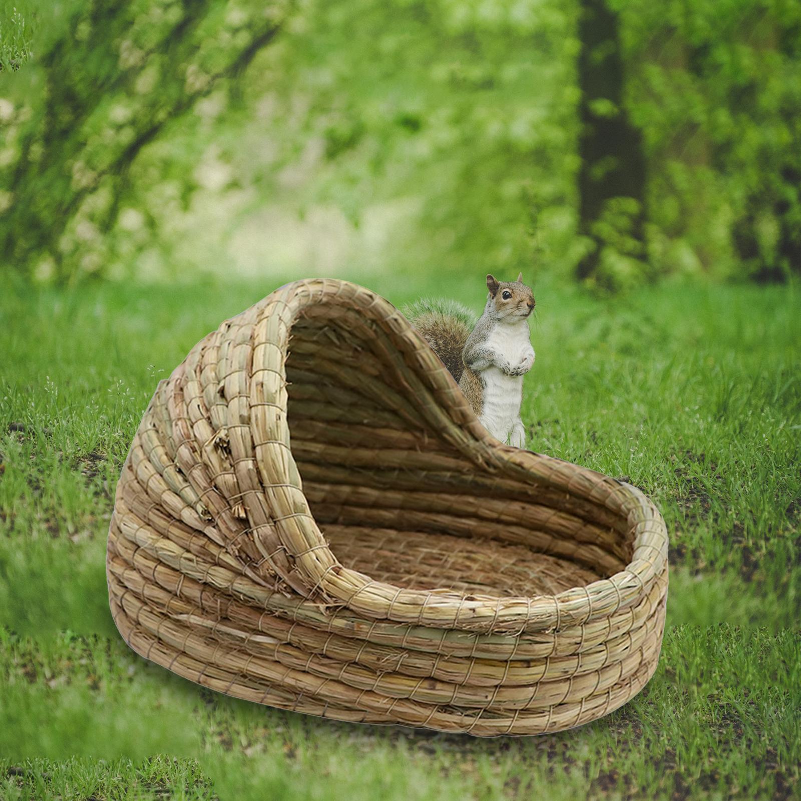 Hand Woven Rabbit Bed Hut Straw Hamster Nest for Bunny Mice