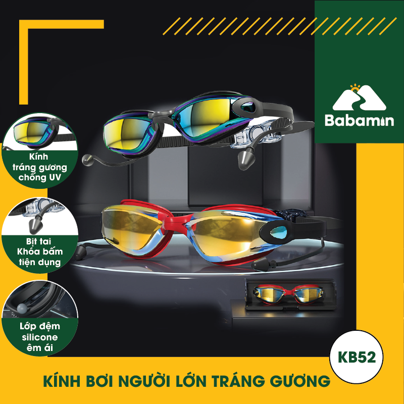 Kính Bơi Thể Thao Tráng Gương - Chống Tia UV Người Lớn - KB52