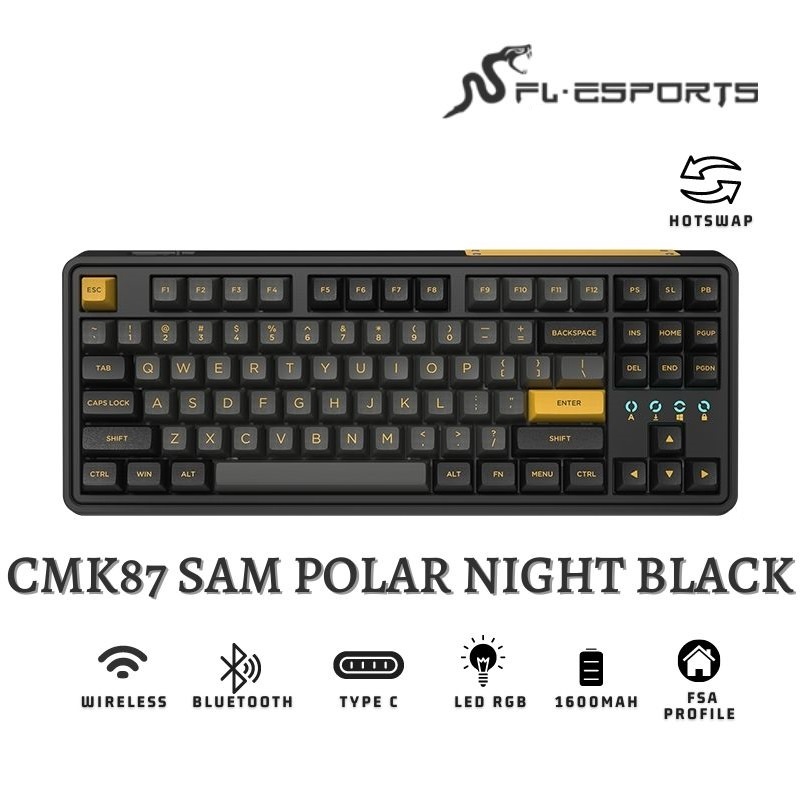 Bàn phím cơ FL-Esports CMK87SAM Polar Night Black 3 Mode - Hàng chính hãng