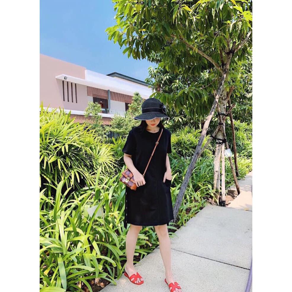 ĐẦM SUÔNG 2 TÚI PHỐI NÚT XINH