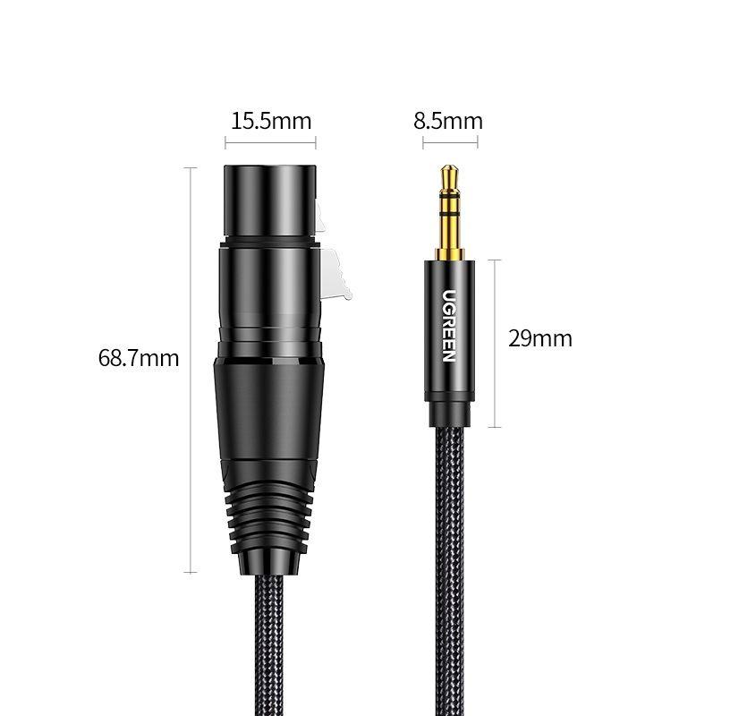 Ugreen UG20763AV182TK 1M Màu đen Cáp âm thanh 3.5 sang Xlr - HÀNG CHÍNH HÃNG