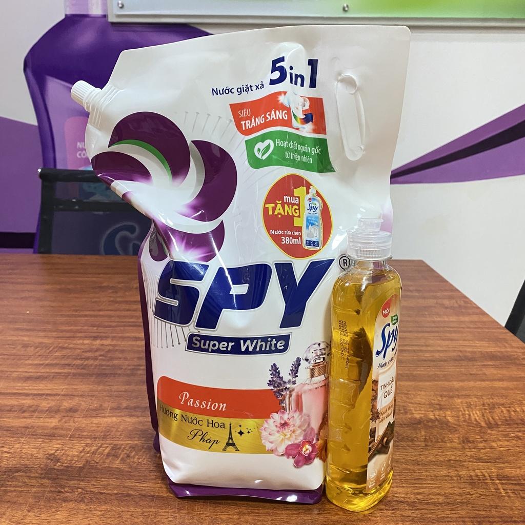 (New) Nước giặt xả SPY Super White hương Passion túi 3,6kg siêu trắng sáng hương thơm mát lưu hương dài lâu