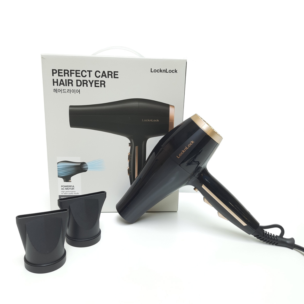 Máy sấy tóc LocknLock Perfect Care Hair Dryer ENA156BLK - 2 tốc độ 3 mức nhiệt - hàng chính hãng