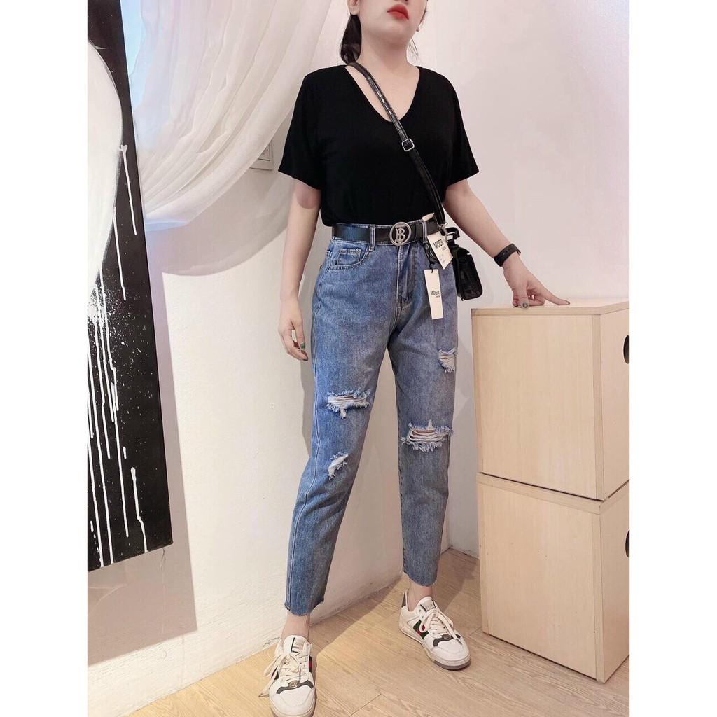 Quần baggy jean nữ cao cấp vải denim co dãn nhẹ wash màu chuẩn Phuongnamshop20 kvZ1