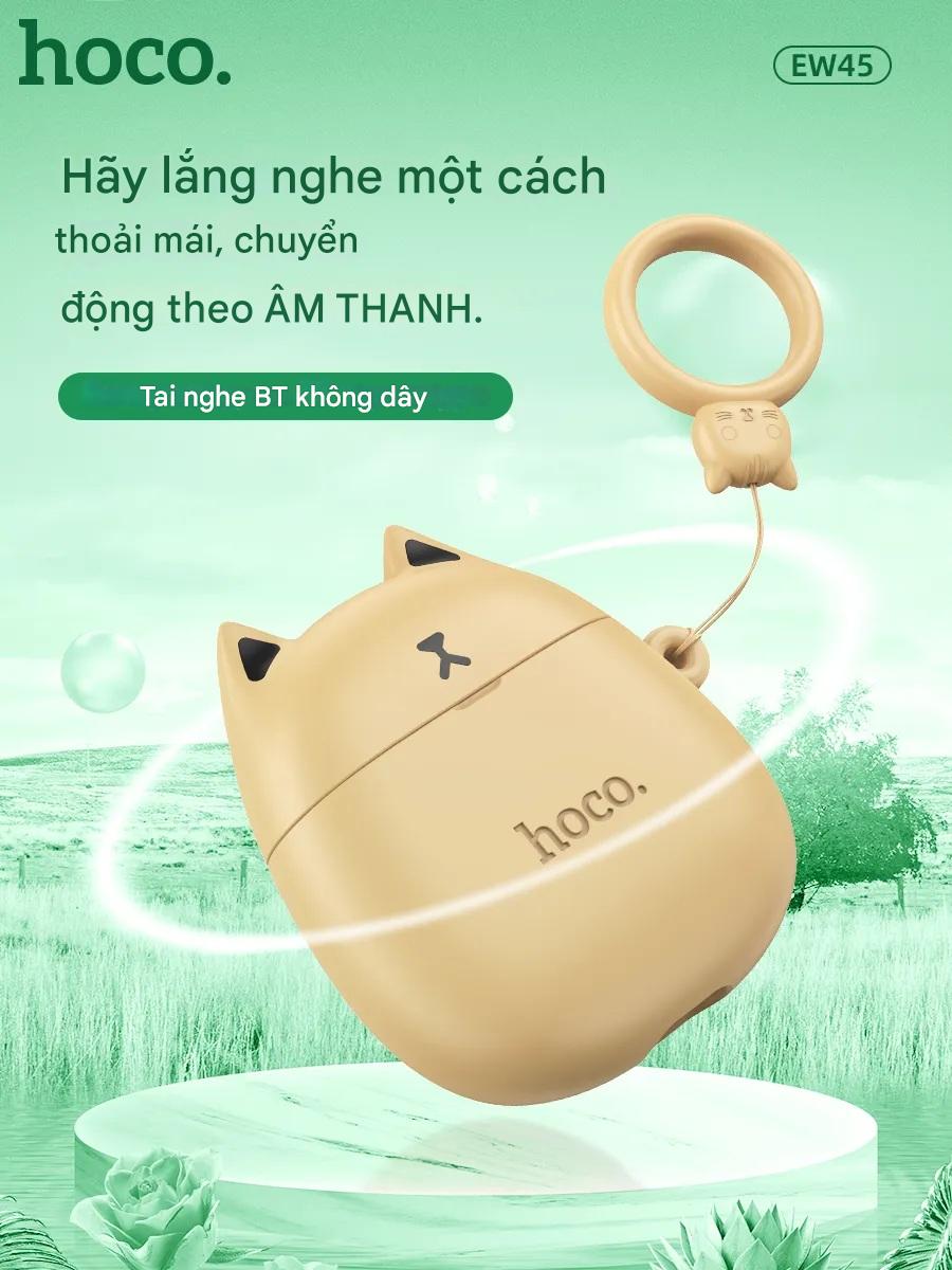 Tai Nghe Bluetooth Ho,co EW45 TWS 5.3, Có Mic Đàm Thoại, Nghe Nhạc 4H, Kèm Case Tai Mèo Cute - Hàng chính hãng