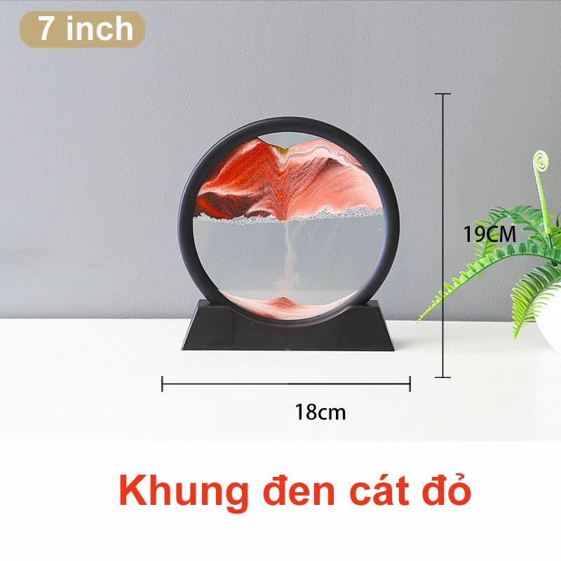 Tranh Cát Chuyển Động 3D Trang Trí Nghệ Thuật Hình Tròn, Tranh Cát Chảy Lún Mượt Mà Tăng Kiên Nhẫn Quà Tặng Sinh Nhật - Xanh dương-Trắng