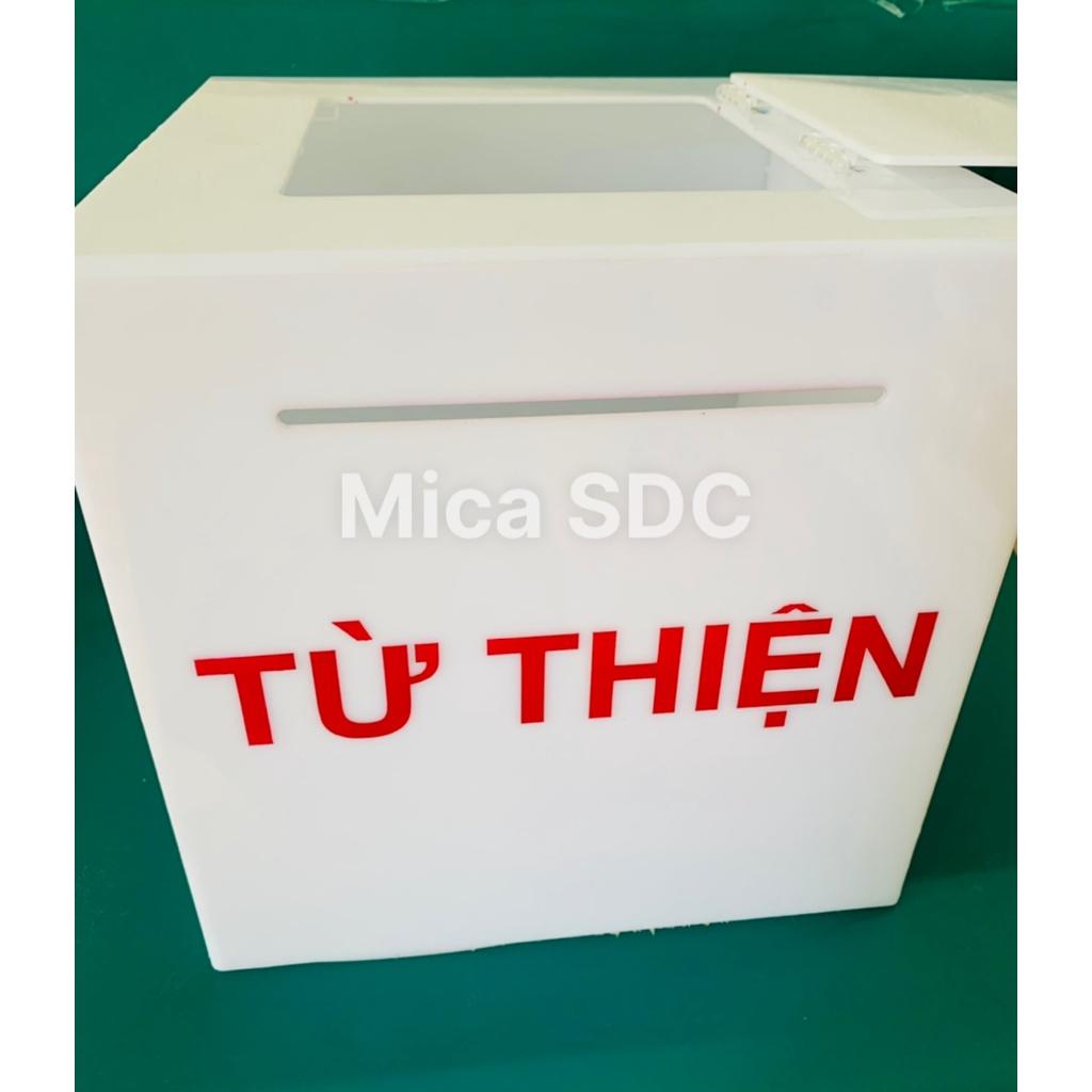 Hòm đựng Tiê`n Từ Thiện - Thùng Mica Đựng Quà Từ Thiện