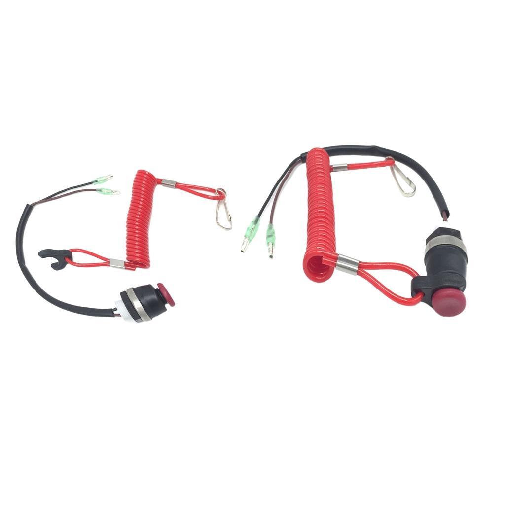 2PCS Boat Outboard Engine Kill Stop Switch Safety Tether Cord Lanyard