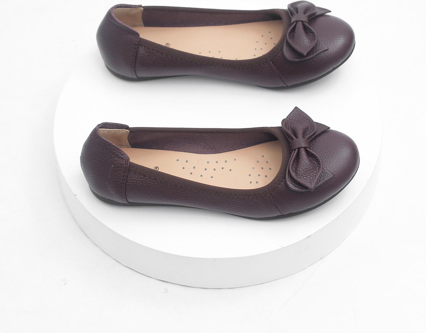 Hàng Chính Hãng - Pixie Giày Búp Bê Bệt Da Bò Thật Gắn Nơ Độ Bền Cao Siêu Êm Không Đau Chân X424