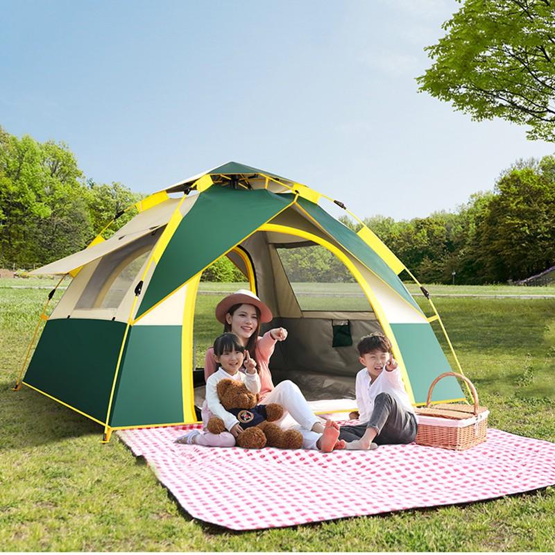 Lều cắm trại 3 cửa sổ kích thước 2mx2m cho 3-5 người vải dù 2 lớp 200T chống tia UV