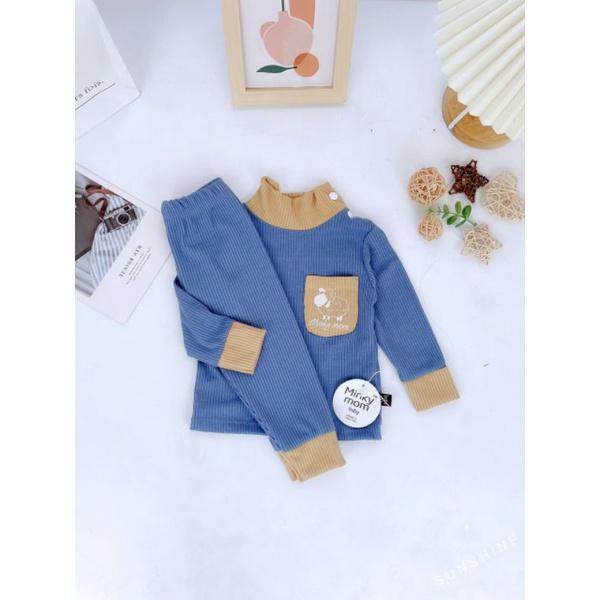 MINKYMOM Bộ Gân tăm Cổ 3 Phân Cúc Vai Cho Bé (7-17kg)