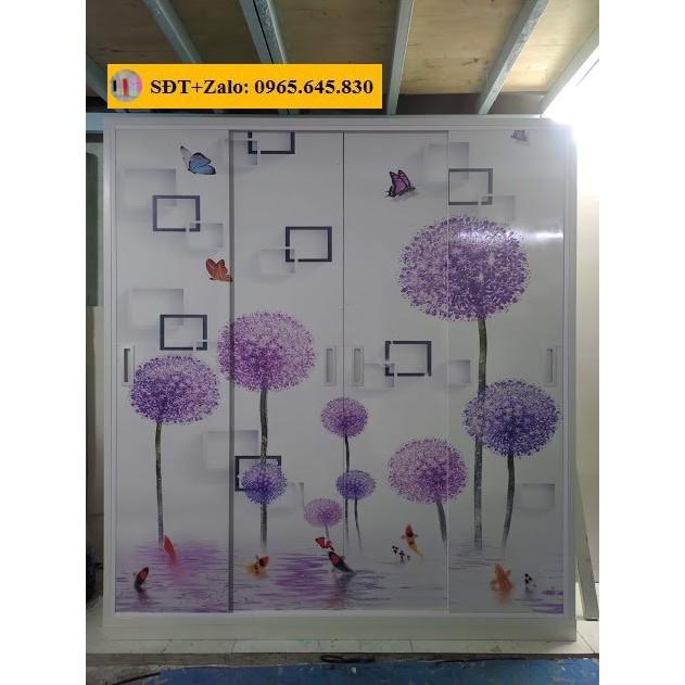 Tủ Nhựa Đài Loan 4 Cánh Cửa Lùa In 3D 633