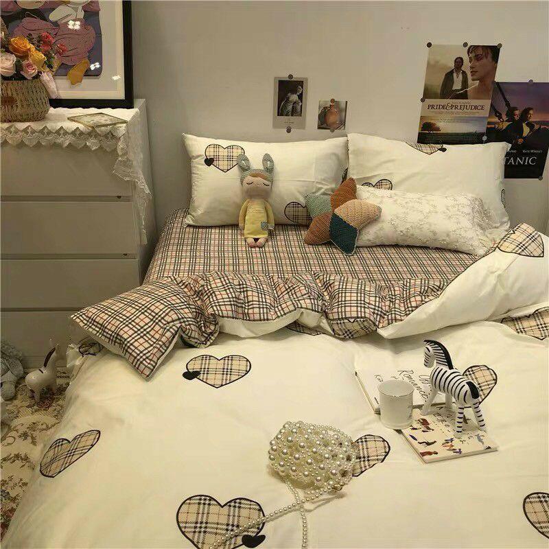 Bộ chăn ga cotton poly 4 món nhập khẩu nhiều màu