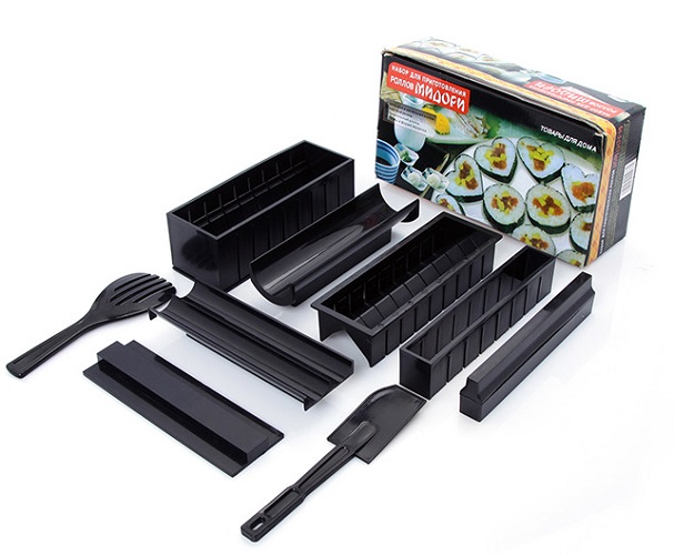 Bộ dụng cụ làm sushi, bộ khuôn làm sushi kimbap, cơm cuộn, trứng cuộn 27 x 14.5 x 8cm+ Tặng kèm hình dán